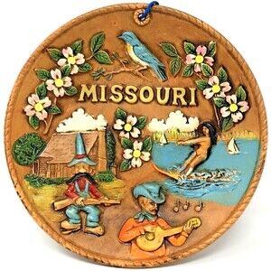 Missouri Gun Totin Hillbbilly Souvenir Wall Plate Kitschy 3D Vintage Japan 8in